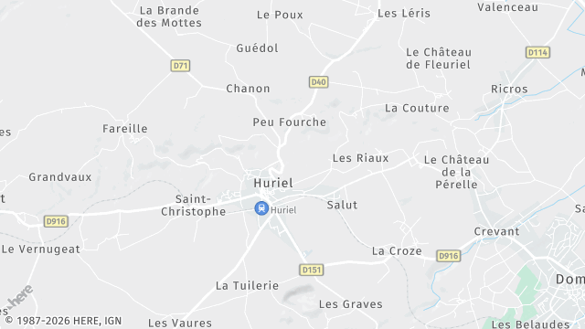 Carte de la zone d'intervention à Huriel
