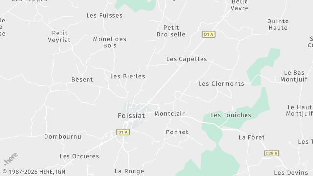 Carte de la zone d'intervention à Foissiat