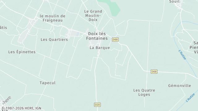Carte de la zone d'intervention à Doix lès Fontaines