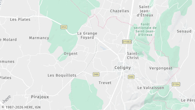 Carte de la zone d'intervention à Coligny
