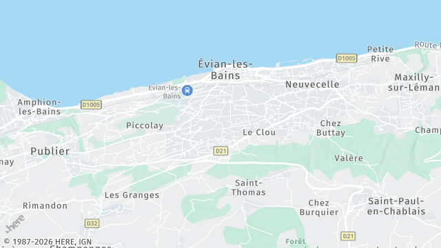 Carte de la zone d'intervention à Évian-les-Bains