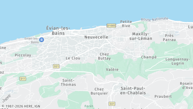 Carte de la zone d'intervention à Neuvecelle