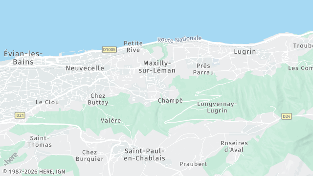 Carte de la zone d'intervention à Maxilly-sur-Léman