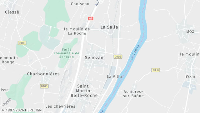 Carte de la zone d'intervention à Senozan