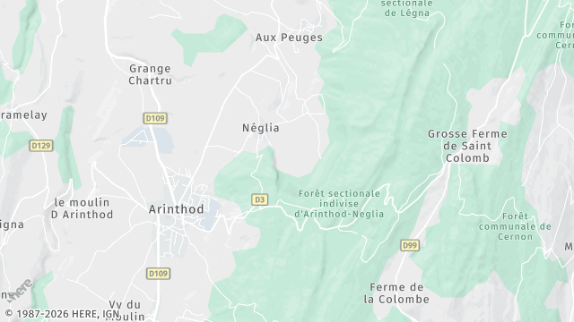 Carte de la zone d'intervention à Arinthod