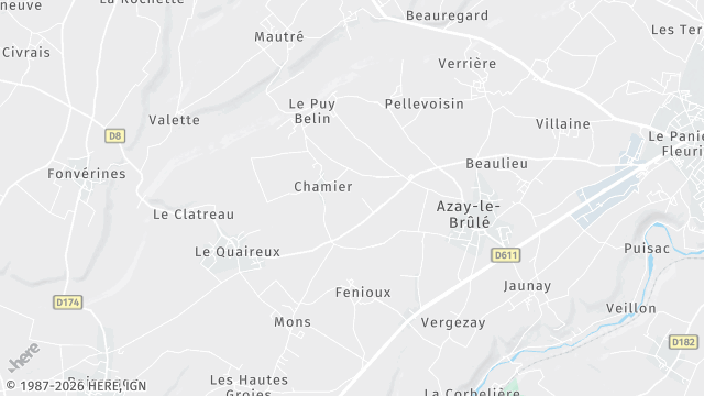 Carte de la zone d'intervention à Azay-le-Brûlé