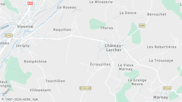 Carte de la zone d'intervention à Château-Larcher