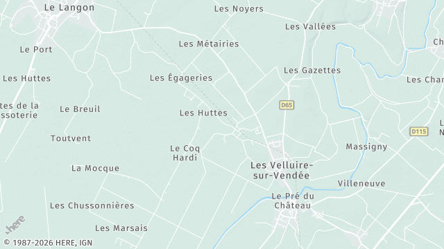 Carte de la zone d'intervention à Les Velluire-sur-Vendée
