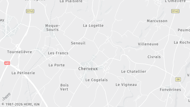 Carte de la zone d'intervention à Cherveux