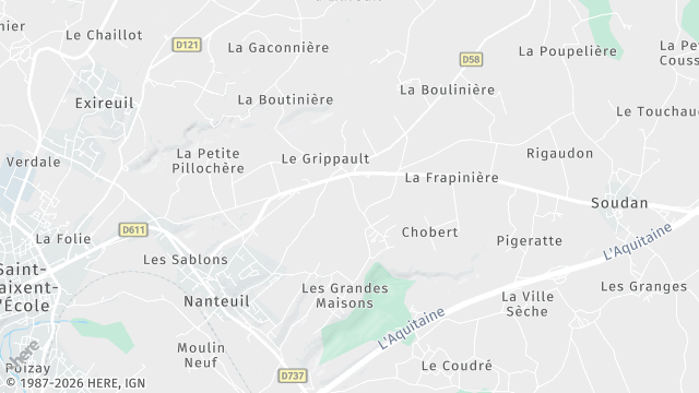 Carte de la zone d'intervention à Nanteuil