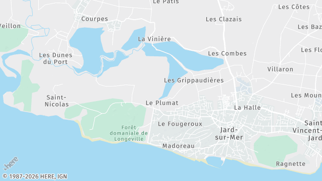 Carte de la zone d'intervention à Jard-sur-Mer