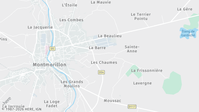 Carte de la zone d'intervention à Montmorillon