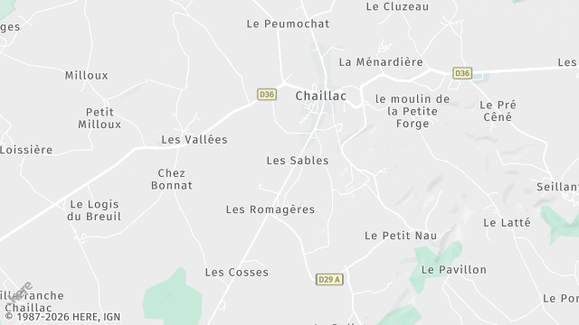 Carte de la zone d'intervention à Chaillac