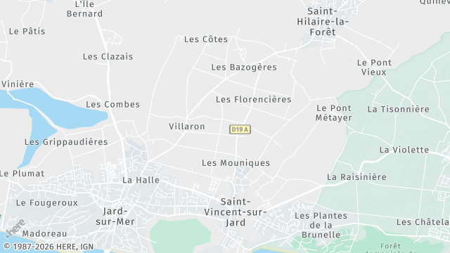 Carte de la zone d'intervention à Saint-Vincent-sur-Jard