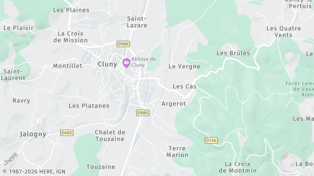 Carte de la zone d'intervention à Cluny
