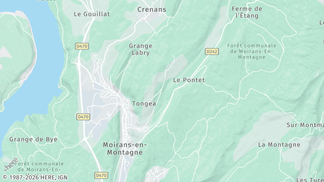 Carte de la zone d'intervention à Moirans-en-Montagne