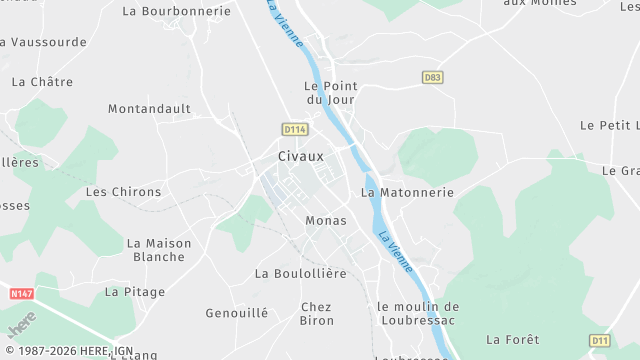 Carte de la zone d'intervention à Civaux