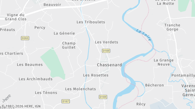 Carte de la zone d'intervention à Chassenard