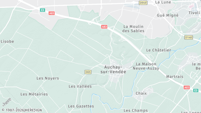 Carte de la zone d'intervention à Auchay-sur-Vendée