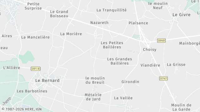 Carte de la zone d'intervention à Le Bernard