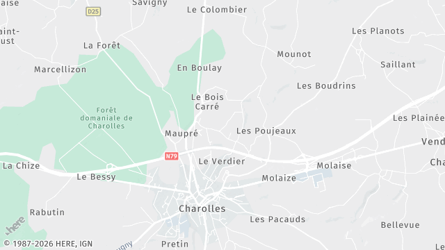 Carte de la zone d'intervention à Charolles