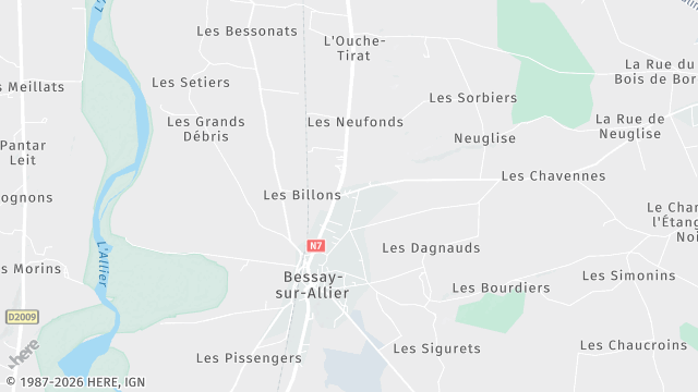 Carte de la zone d'intervention à Bessay-sur-Allier