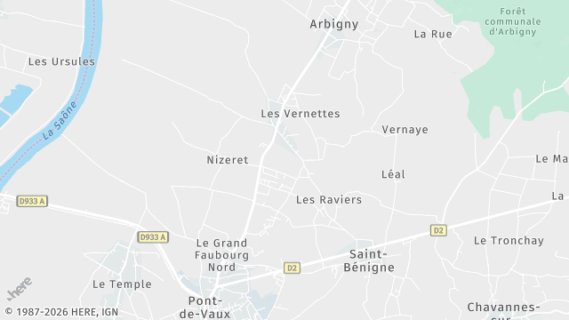 Carte de la zone d'intervention à Saint-Bénigne