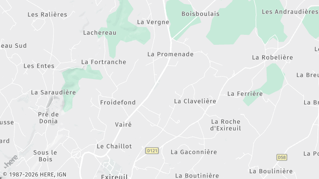 Carte de la zone d'intervention à Exireuil