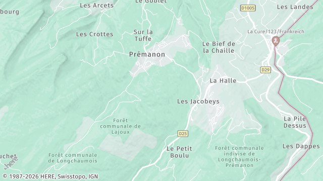 Carte de la zone d'intervention à Prémanon