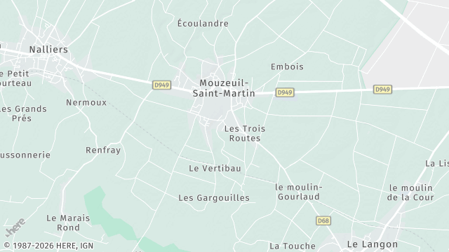 Carte de la zone d'intervention à Mouzeuil-Saint-Martin