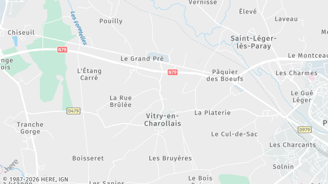 Carte de la zone d'intervention à Vitry-en-Charollais