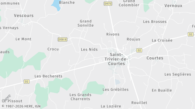 Carte de la zone d'intervention à Saint-Trivier-de-Courtes