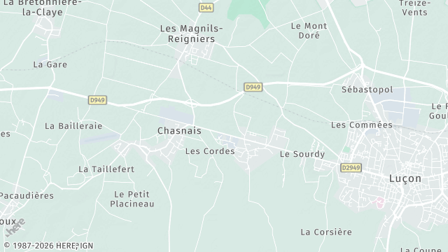 Carte de la zone d'intervention à Les Magnils-Reigniers