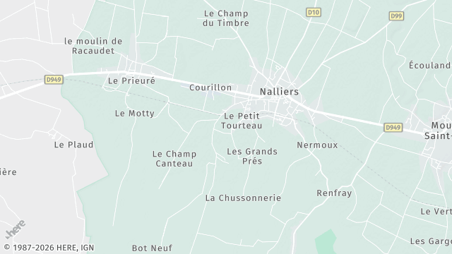 Carte de la zone d'intervention à Nalliers