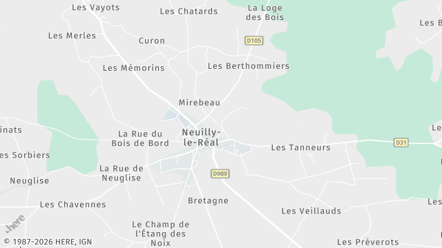 Carte de la zone d'intervention à Neuilly-le-Réal