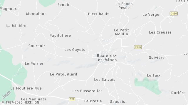 Carte de la zone d'intervention à Buxières-les-Mines