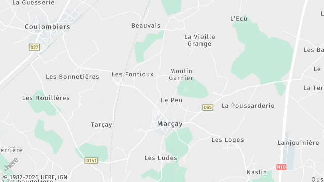 Carte de la zone d'intervention à Marçay