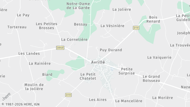 Carte de la zone d'intervention à Avrillé