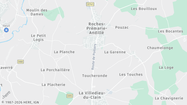 Carte de la zone d'intervention à Roches-Prémarie-Andillé