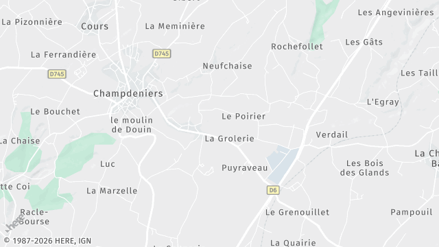 Carte de la zone d'intervention à Champdeniers