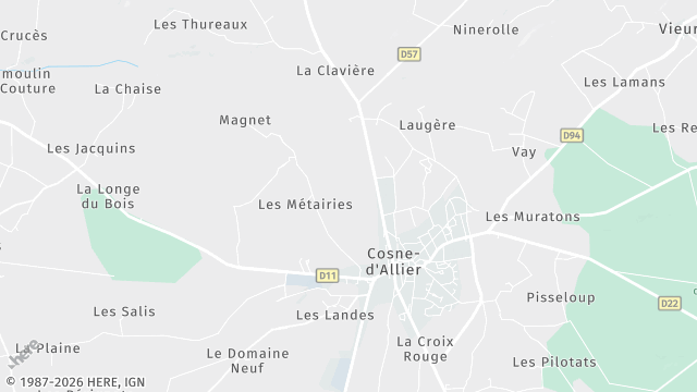 Carte de la zone d'intervention à Cosne-d'Allier
