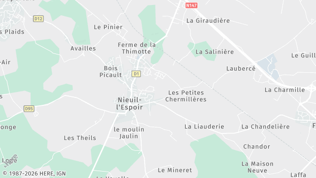 Carte de la zone d'intervention à Nieuil-l'Espoir