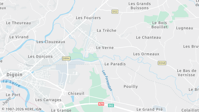 Carte de la zone d'intervention à Digoin