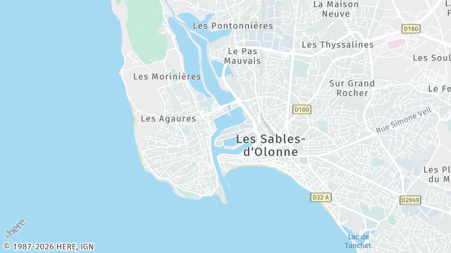 Carte de la zone d'intervention à Les Sables-d'Olonne