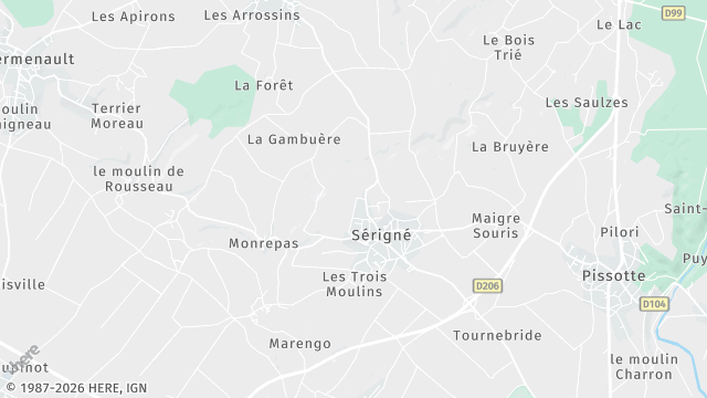 Carte de la zone d'intervention à Sérigné