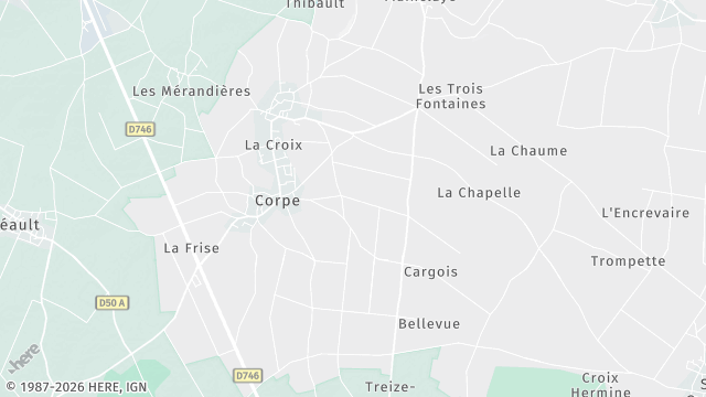 Carte de la zone d'intervention à Corpe
