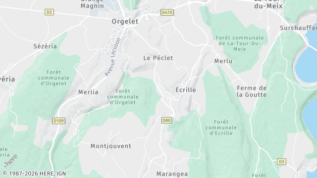 Carte de la zone d'intervention à Orgelet