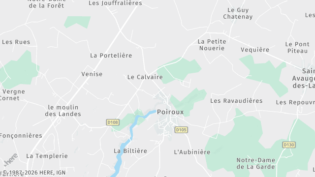 Carte de la zone d'intervention à Poiroux