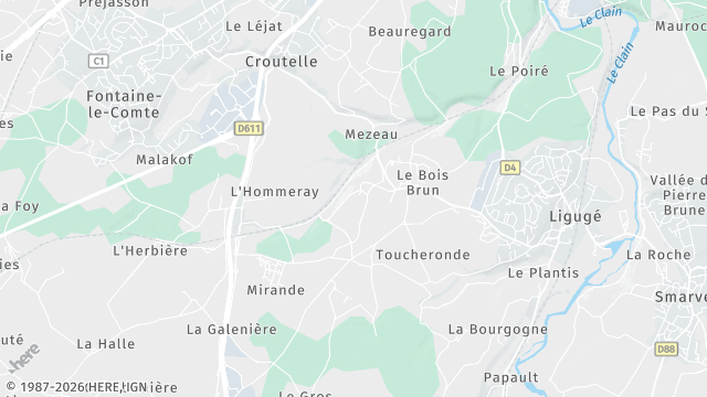 Carte de la zone d'intervention à Ligugé