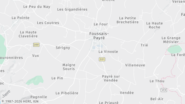 Carte de la zone d'intervention à Foussais-Payré